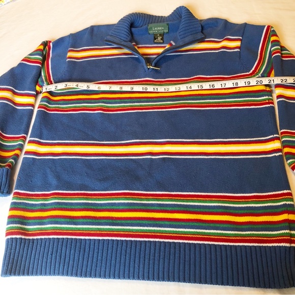 Ralph Lauren Pullover Blue Striped Sweater Sz M Like New - Picture 6 of 6